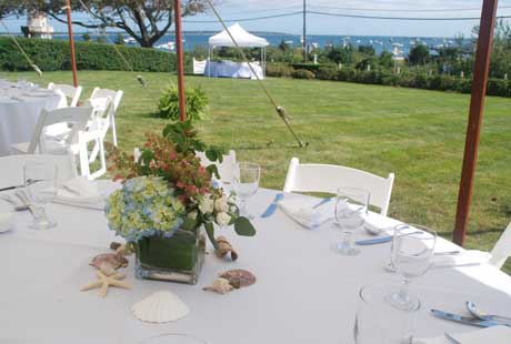 event management: outdoor wedding tables under canopy